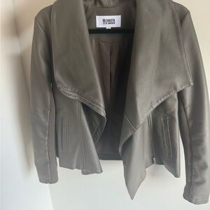 BB Dakota Olive Green Faux Leather Waterfall Jacket
